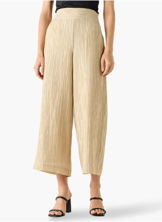 ايكونيك Iconic Pleated Wide Leg Pants with Elasticated Waistband