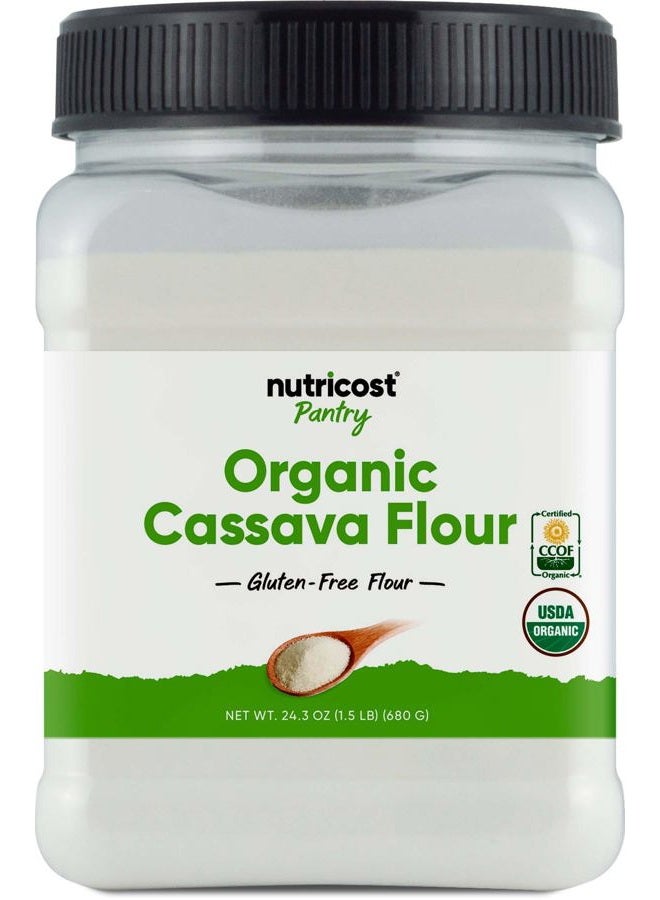 Nutricost Pantry Organic Cassava Flour (1.5 Pound Bottle) Gluten Free, Non-GMO, Vegan Pure Powder For Baking, Cooking, Etc. - Image 1