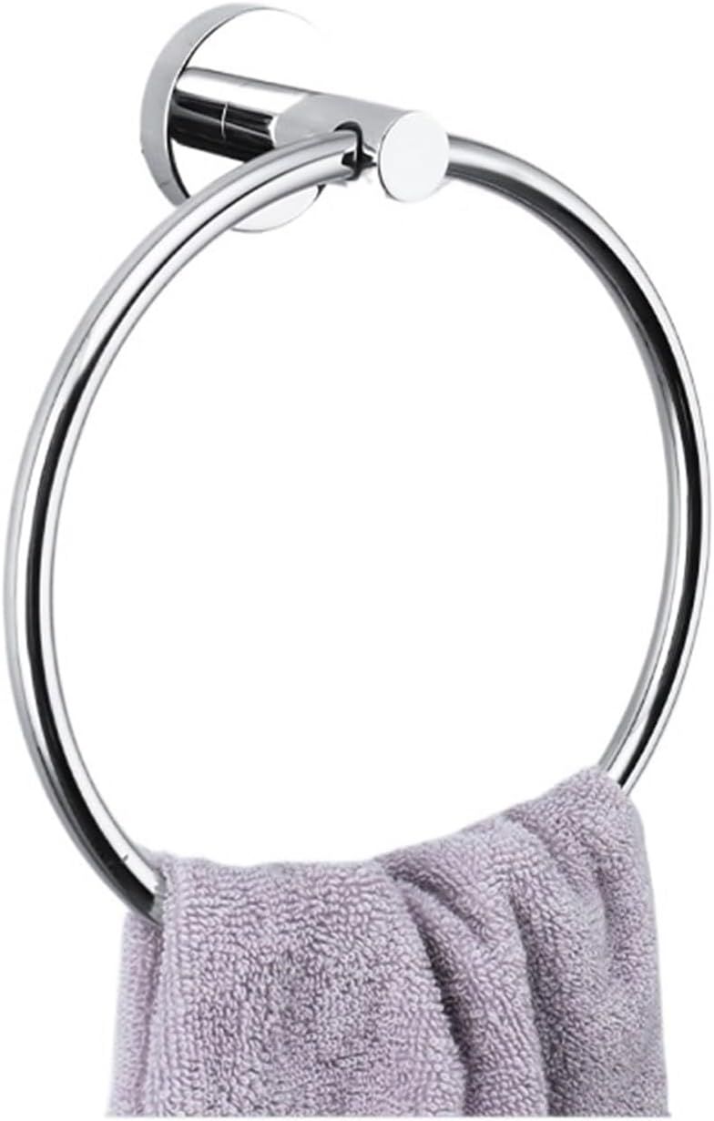 Silver1 Round Wall Mounted Towel Ring Hand Towel Holder for Bathroom - Image 1