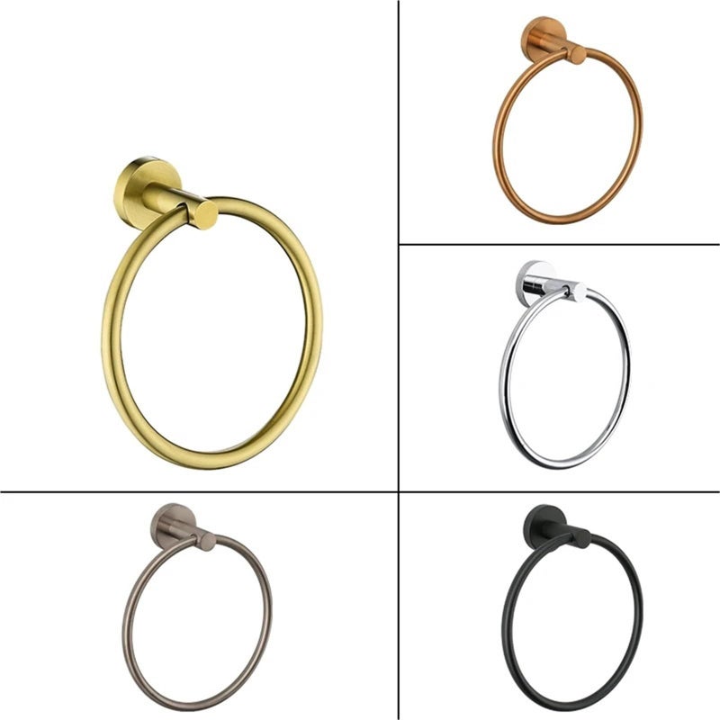 Silver1 Round Wall Mounted Towel Ring Hand Towel Holder for Bathroom - Image 3