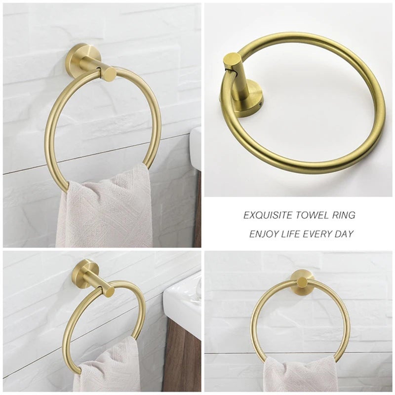 Silver1 Round Wall Mounted Towel Ring Hand Towel Holder for Bathroom - Image 4