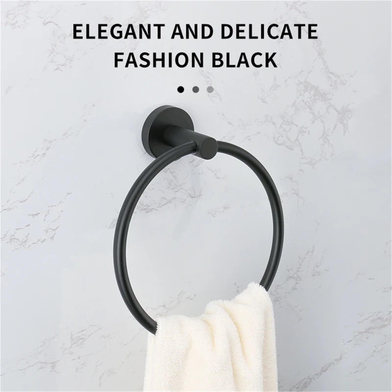 Silver1 Round Wall Mounted Towel Ring Hand Towel Holder for Bathroom - Image 5