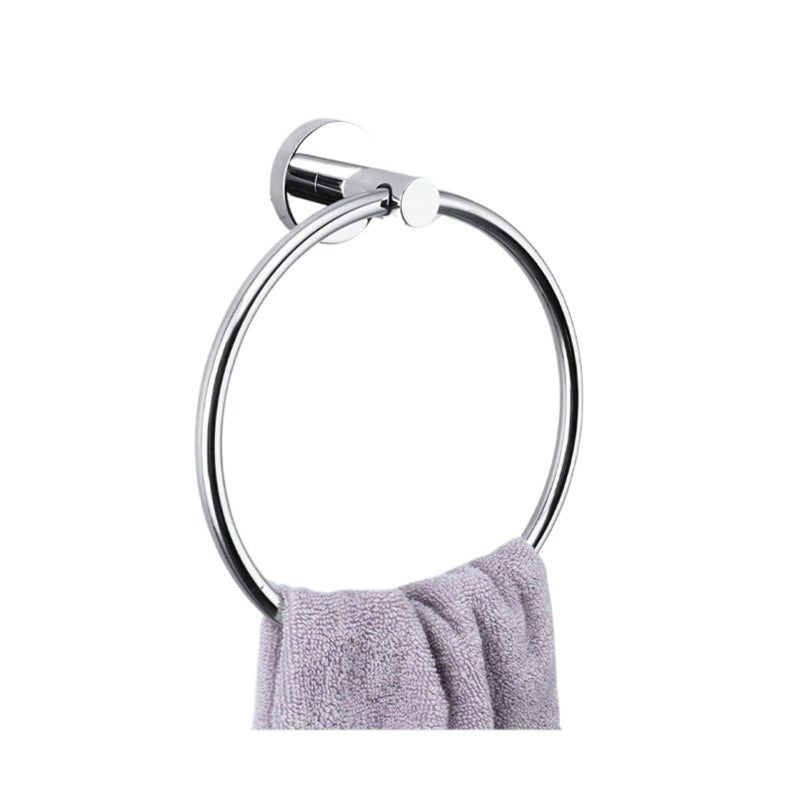 Silver1 Round Wall Mounted Towel Ring Hand Towel Holder for Bathroom - Image 2