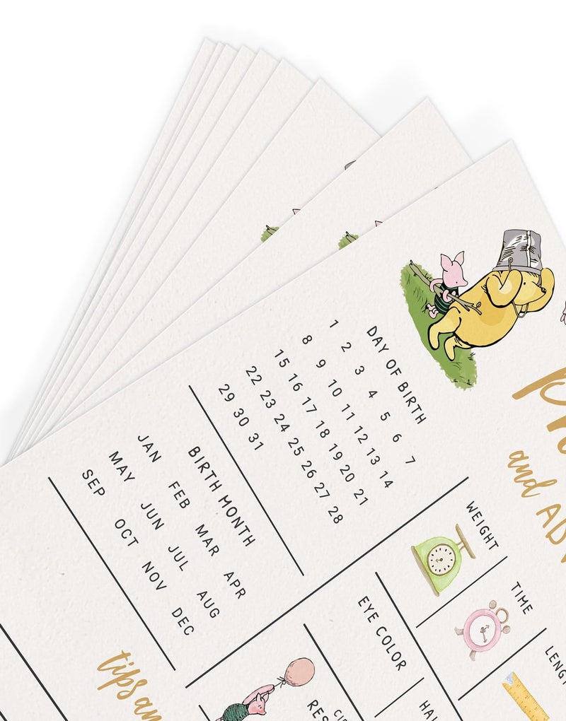 Printed Party Baby Predictions & Advice Cards – Classic Pooh Theme, Winnie Baby Shower Game for Guests, Gender Reveal Activity for Boy or Girl Activity, 30 Pack - Image 5