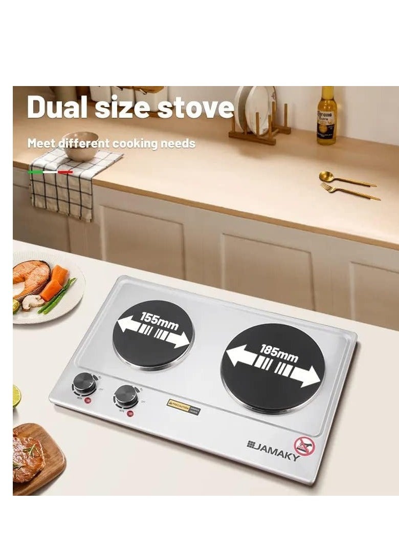 JMK - JMK Double Flat Electric Cooker (1500W + 2000W) Safe, Portable, Cooking Excellent Design - Image 1
