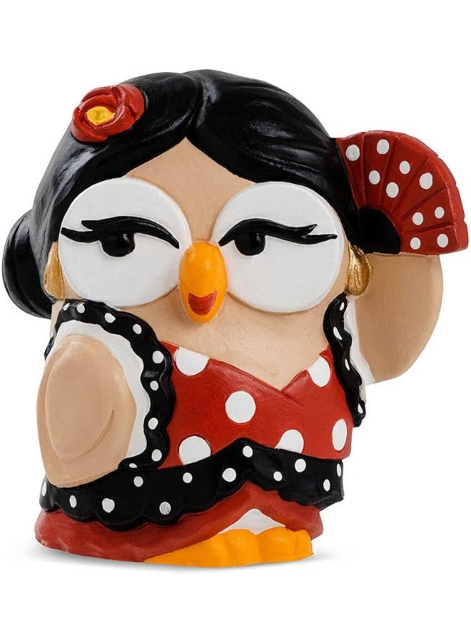 تمثال جوفي الثقافي - تماثيل بومة مزخرفة مطلية يدويًا لتزيين المنزل | هدية قابلة للجمع | 8x10 سم | متوفر بتصاميم ثقافية متنوعة | راقصة إسبانية