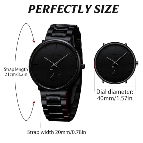 FIZILI Mens Watches Ultra-Thin Minimalist Waterproof-Fashion Wrist Watch for Men Unisex Dress with Stainless Steel Band-Black Hands - Image 4