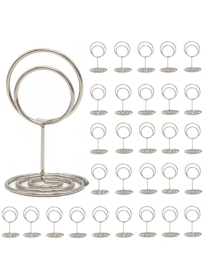 CINBILCORN 30Pcs Table Number Holders,Wire Place Card Holder Table Sign Holder Name Menu Clips,Picture Stands Photo Stands for Wedding Centerpieces Birthday Party (Silver) - Image 1