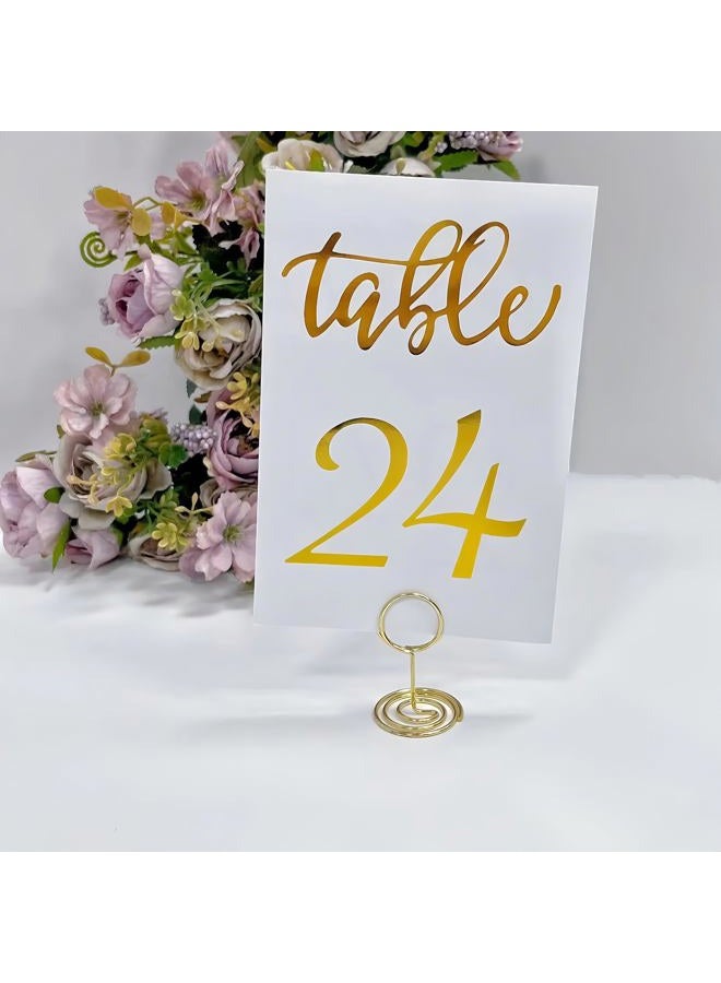 CINBILCORN 30Pcs Table Number Holders,Wire Place Card Holder Table Sign Holder Name Menu Clips,Picture Stands Photo Stands for Wedding Centerpieces Birthday Party (Silver) - Image 4