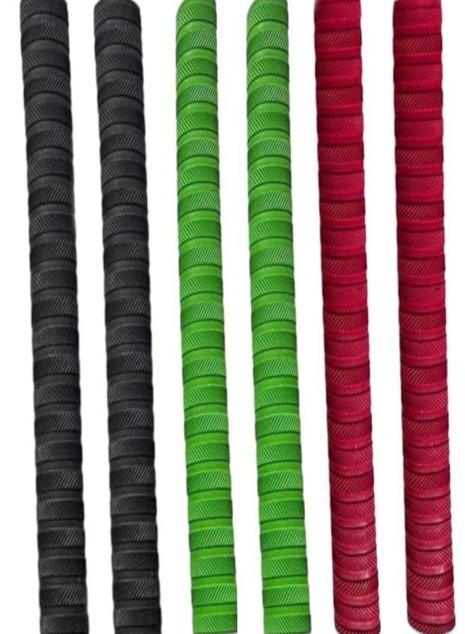 Set of (6) cricket bat grip (2 Black) (2 Green) and (2 Red)