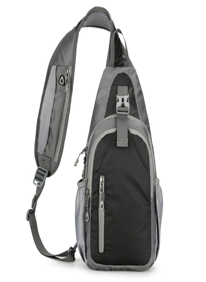 Generic Sling Bag for Men Chest Bag with With USB/headphone cable outlet Port Crossbody Shoulder Bag for Hiking  - Image 1