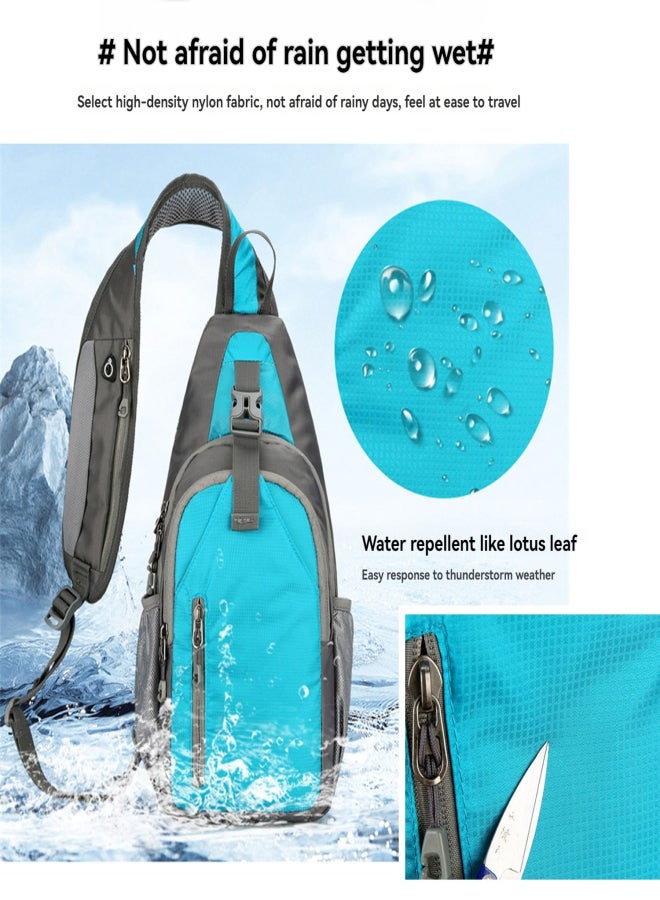 Generic Sling Bag for Men Chest Bag with With USB/headphone cable outlet Port Crossbody Shoulder Bag for Hiking  - Image 4