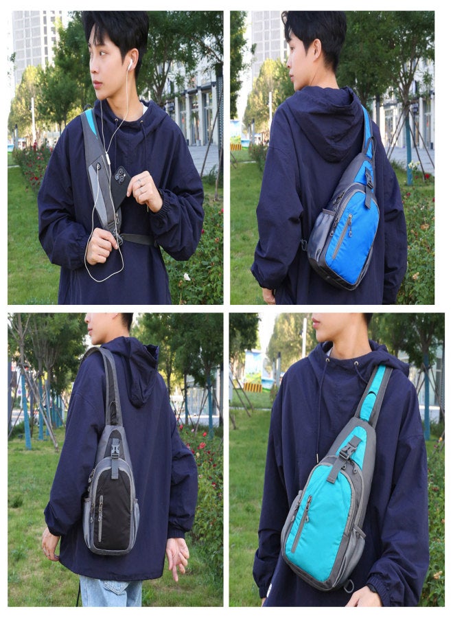 Generic Sling Bag for Men Chest Bag with With USB/headphone cable outlet Port Crossbody Shoulder Bag for Hiking  - Image 3