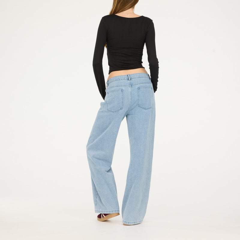 Forever 21 Womenâ€™s Wide-Leg Jeans â€“ Relaxed Fit Light Wash Denim Pants, High-Rise Classic 5-Pocket, Light Blue, 12 - Image 5