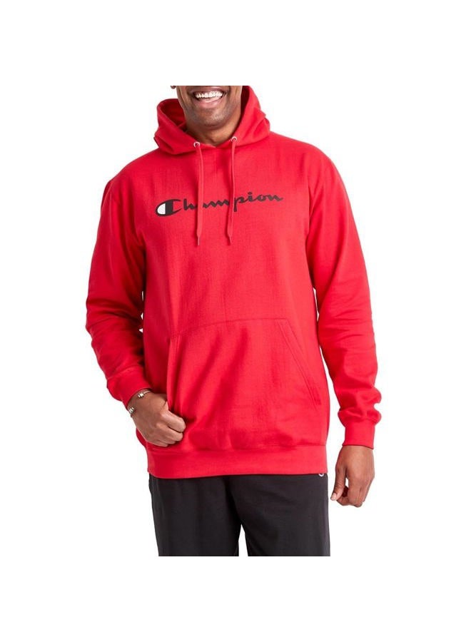 Champion , Powerblend, Fleece Hoodie, Comfortable Men's Sweatshirt, Logo (Reg Tall), Team Red Scarlet Script, 3X-Large Big - Image 5