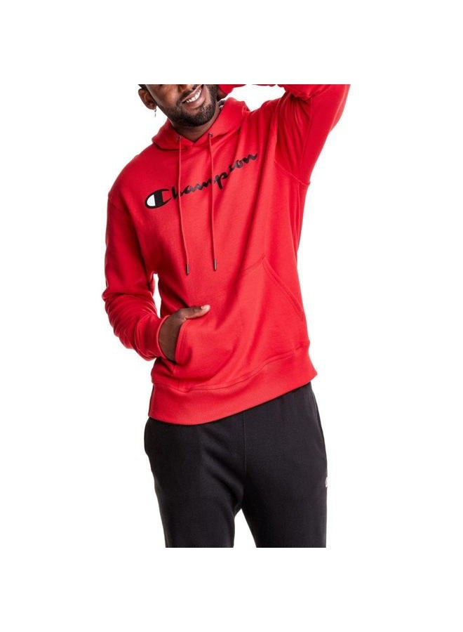 Champion , Powerblend, Fleece Hoodie, Comfortable Men's Sweatshirt, Logo (Reg Tall), Team Red Scarlet Script, 3X-Large Big - Image 3