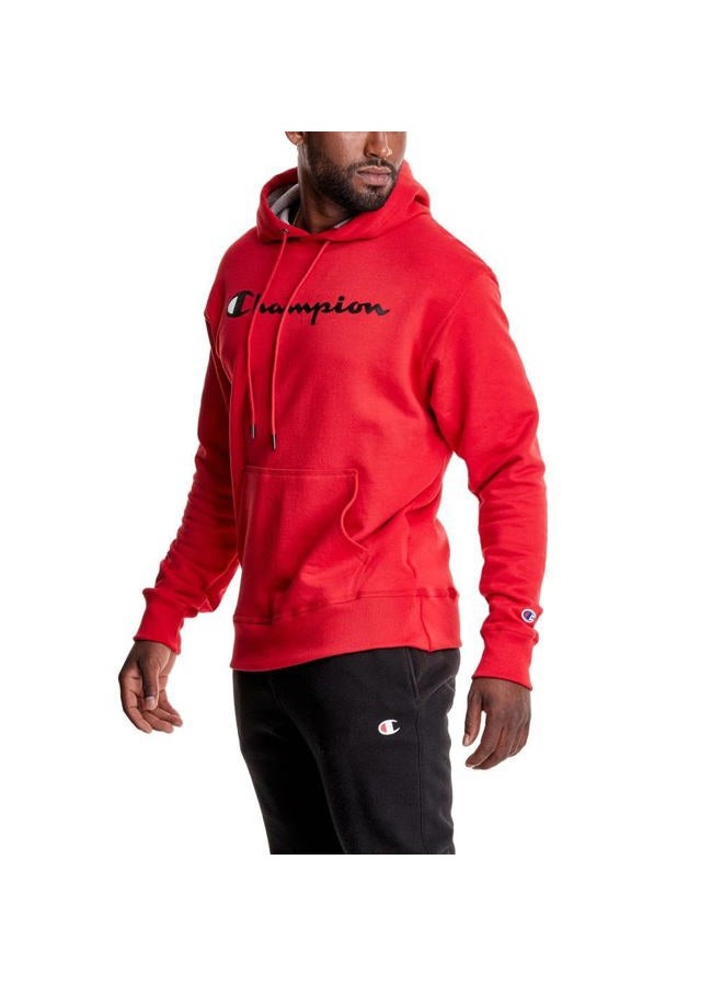 Champion , Powerblend, Fleece Hoodie, Comfortable Men's Sweatshirt, Logo (Reg Tall), Team Red Scarlet Script, 3X-Large Big - Image 1