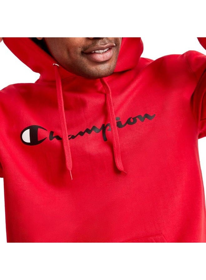Champion , Powerblend, Fleece Hoodie, Comfortable Men's Sweatshirt, Logo (Reg Tall), Team Red Scarlet Script, 3X-Large Big - Image 4