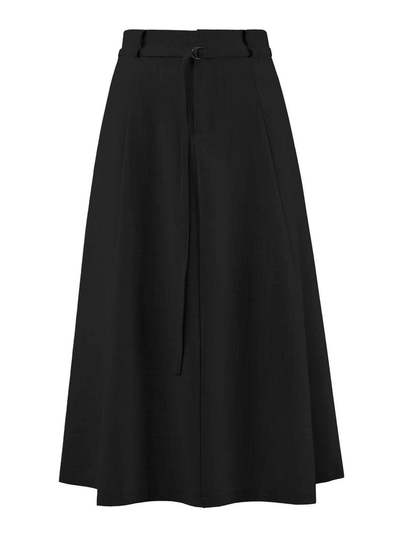 Hobemty Women's A-Line Skirt with Pockets Elastic High Waist Maxi Skirt Large Black - Image 1