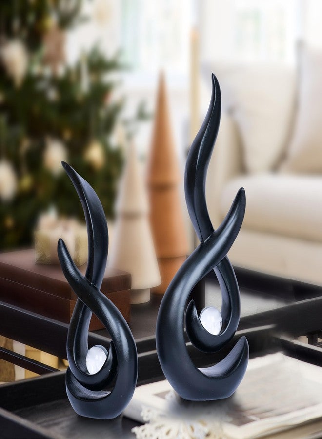 Dlfghos Black Home Decor Statue Modern Abstract Sculpture Decorative Accent Art Round Geometric Centerpieces for Living Room Dining Bookshelf Entryway Table Office Desk Decorations - Image 2
