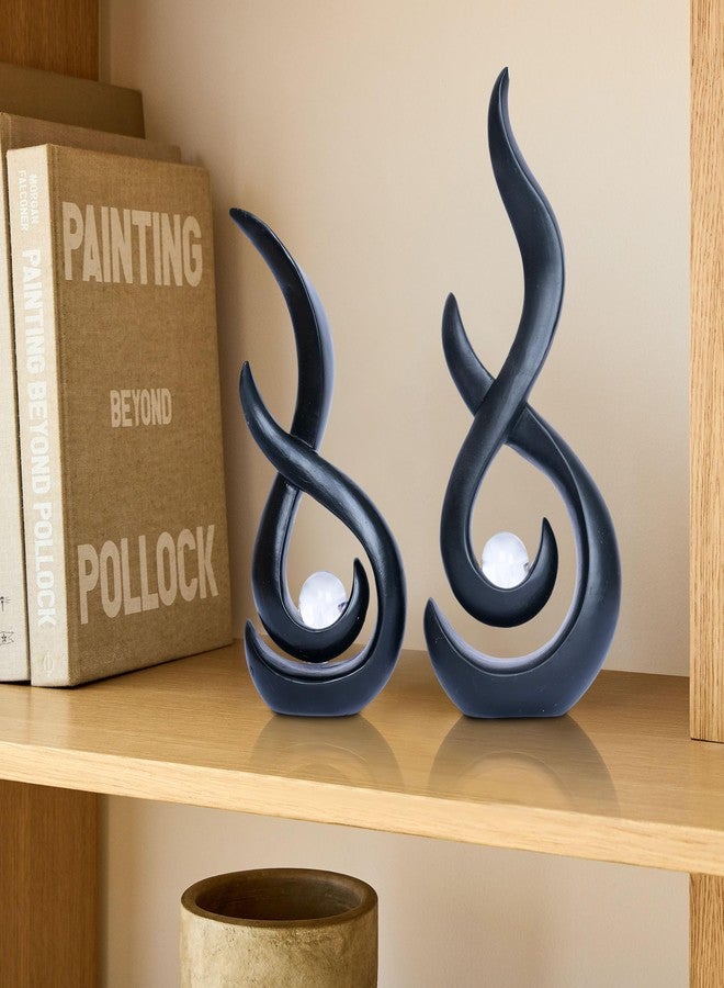 Dlfghos Black Home Decor Statue Modern Abstract Sculpture Decorative Accent Art Round Geometric Centerpieces for Living Room Dining Bookshelf Entryway Table Office Desk Decorations - Image 4