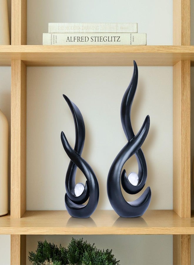 Dlfghos Black Home Decor Statue Modern Abstract Sculpture Decorative Accent Art Round Geometric Centerpieces for Living Room Dining Bookshelf Entryway Table Office Desk Decorations - Image 3