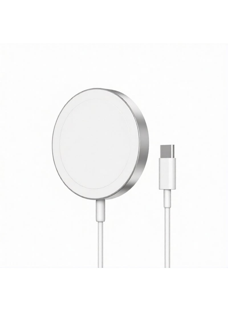Wellmax Wireless Charger 15W Fast Charging Type-C Magnetic Charging Pad for Qi Enabled Devices | Short Circuit Protection - Image 1