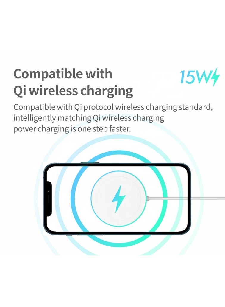 Wellmax Wireless Charger 15W Fast Charging Type-C Magnetic Charging Pad for Qi Enabled Devices | Short Circuit Protection - Image 3