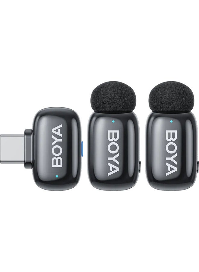 BOYA mini 2 2-Person Wireless Microphone System with One Receiver with USB-C Connector (Black, without Charging Case) - Image 1