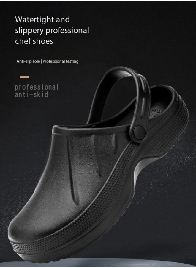 أحذية جراحية، أحذية طاهي، أحذية للجنسين مغلقة بالكامل وقابلة للتنفس، أحذية واقية، مناسبة للأطباء والممرضات والطهاة وموظفي المختبر، صنادل غير قابلة للانزلاق (أسود). - Image 2