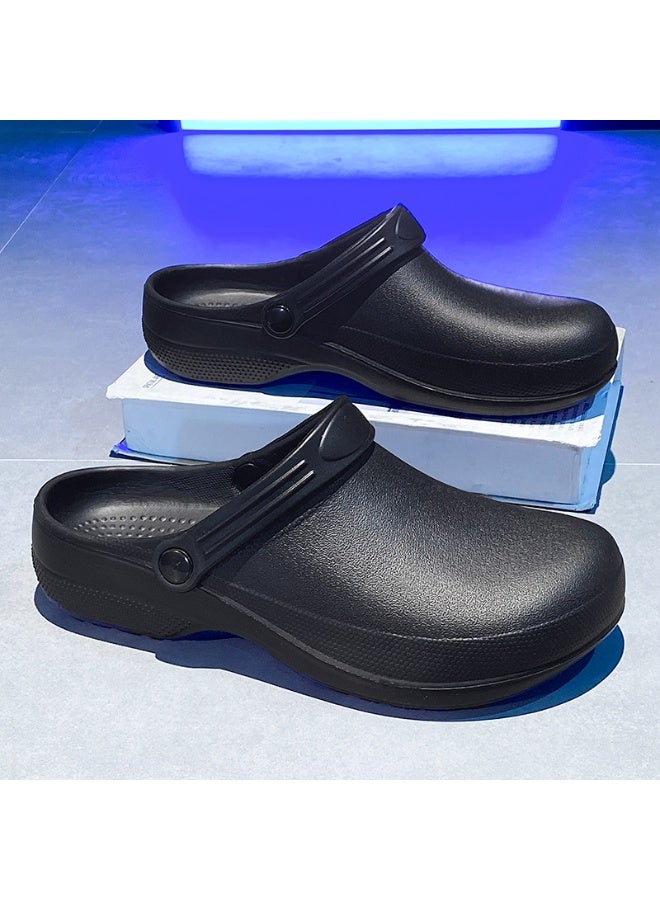 أحذية جراحية، أحذية طاهي، أحذية للجنسين مغلقة بالكامل وقابلة للتنفس، أحذية واقية، مناسبة للأطباء والممرضات والطهاة وموظفي المختبر، صنادل غير قابلة للانزلاق (أسود). - Image 4