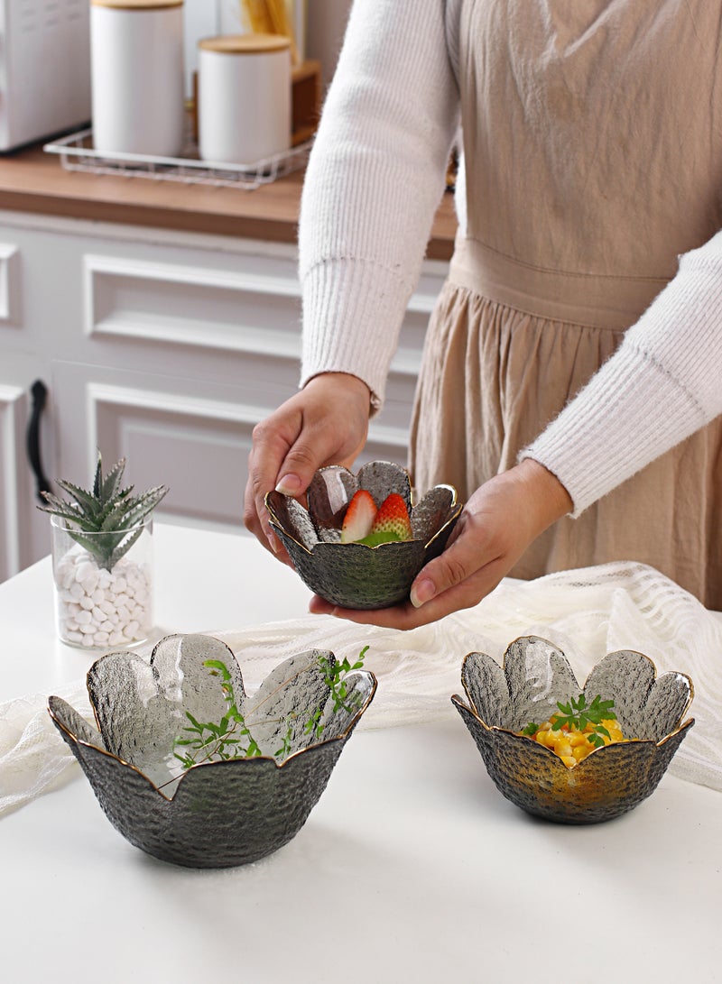 Shuer Three Pieces Creative Clover Hammer Phnom Penh Household Glass Bowl - Image 1