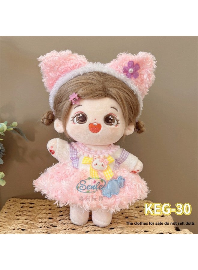 # 20cm Cotton Doll Clothes For Fat Body Can Be Worn Preppy Style Suit Plush Doll Dress Up Cute Baby Clothes Skirt-Color:20cm Cotton Clothes + Headwear (excluding Baby)-Specifications:KEG-30 - Image 1