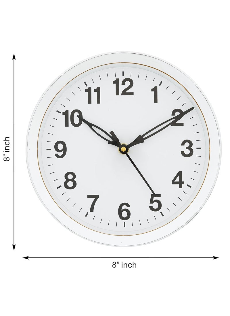 Webelkart Webelkart Antique Plastic Wall Clock for Home and Office Decor/Office Wall Clocks/Wall Clock for Living Room -Wall Clock for Home Stylish Latest (Noiseless, 8 Inches (White)  - Image 2