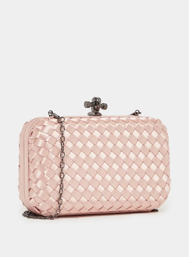 Braided Pattern Clutch Bag with Chain Strap