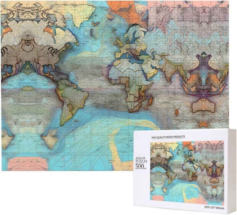 فايا كارتون خريطة العالم لغز بانوراما 500 قطعة للكبار ديكور المنزل هدية - Image 1