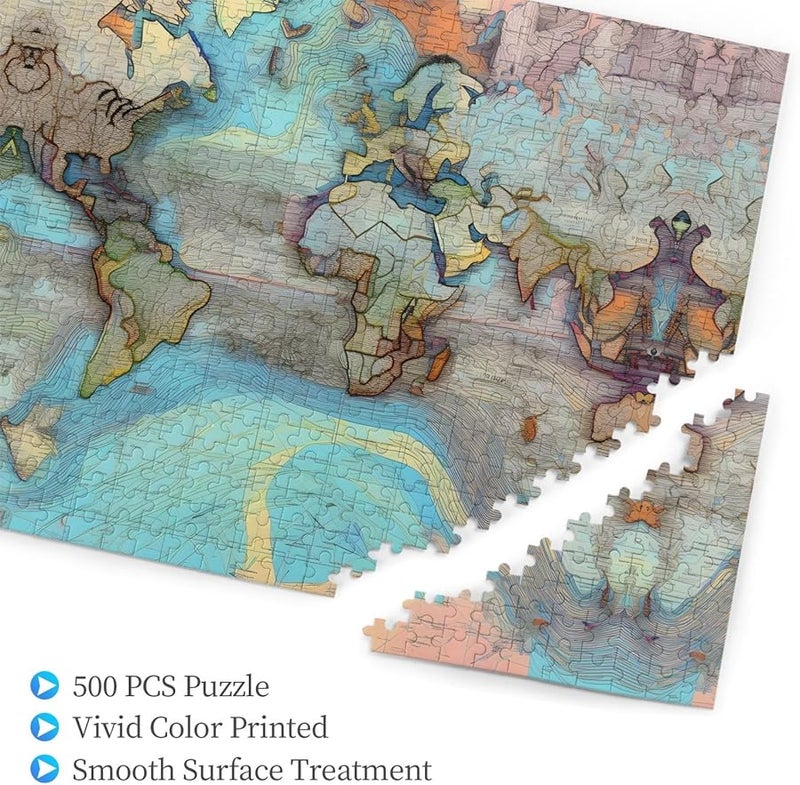 فايا كارتون خريطة العالم لغز بانوراما 500 قطعة للكبار ديكور المنزل هدية - Image 3