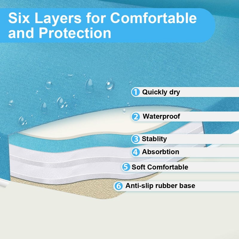 GameXcel وسادة الركوع للاستحمام مع دعم الكوع - وسادة استحمام بسماكة 1.5 بوصة مع منظم ألعاب - وسادة ركوع للاستحمام للأطفال - قابلة للفك والطوي للآباء - زرقاء - Image 2