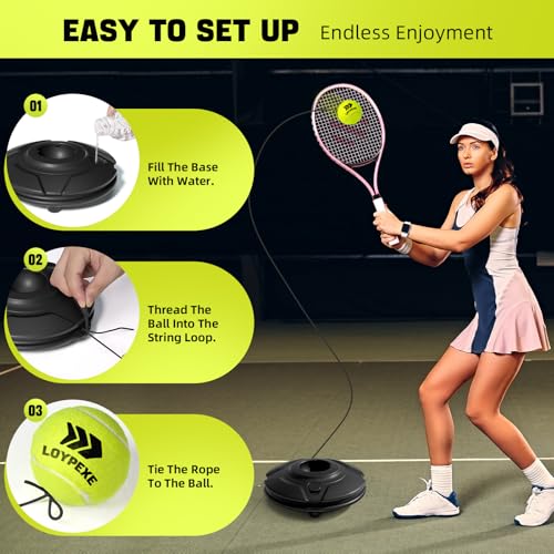 Tezewa Premium Tennis Trainer Set, Portable Tennis Trainer Set with 3 Highly Elastic String Balls, Solo Tennis Trainer Practice Equipment, Elastic Tennis Practice Equipment for Adults Kids - Image 4