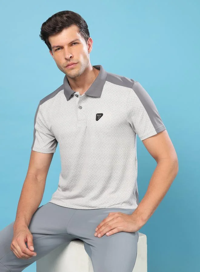 Technosport Contrast Panel Textured Slim Fit Polo by Styli