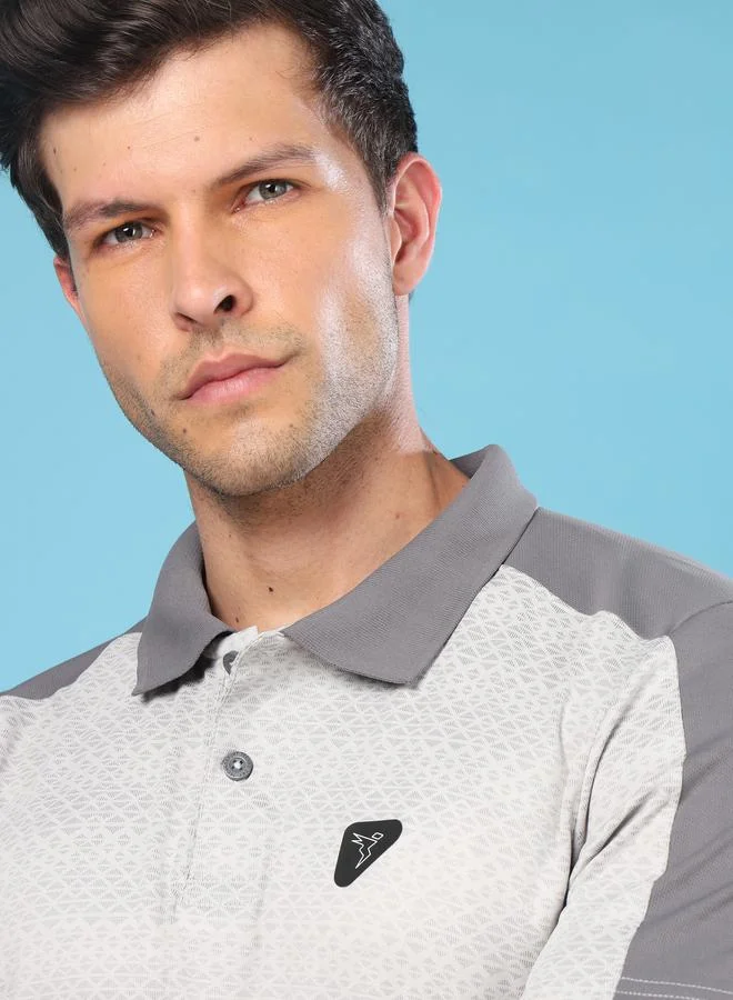 Technosport Contrast Panel Textured Slim Fit Polo by Styli