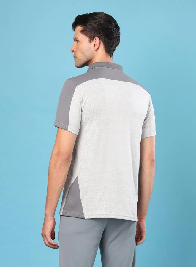 Technosport Contrast Panel Textured Slim Fit Polo by Styli