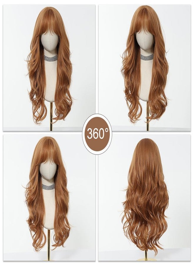 Esmee Long Wavy Strawberry Blonde with Fringe Wigs for Women Natural Synthetic Heat Resistant Hair Curly Wig for Party Daily Use - Image 5