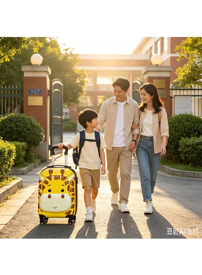 JCB CHIC 18-Inch Kids Carry‑On Luggage,Cute Cartoon Children's Rolling Suitcase with 4‑Wheel, Lightweight Travel Trolley Luggage for Boys Girls - Image 4