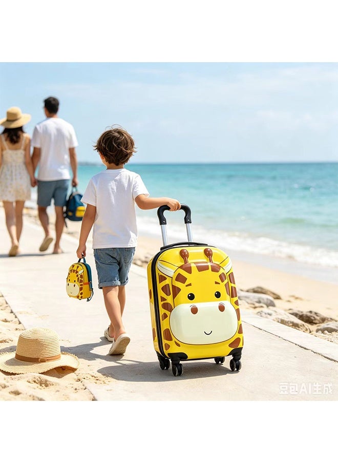 JCB CHIC 18-Inch Kids Carry‑On Luggage,Cute Cartoon Children's Rolling Suitcase with 4‑Wheel, Lightweight Travel Trolley Luggage for Boys Girls - Image 3