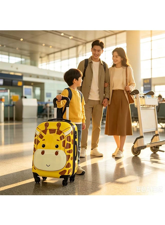JCB CHIC 18-Inch Kids Carry‑On Luggage,Cute Cartoon Children's Rolling Suitcase with 4‑Wheel, Lightweight Travel Trolley Luggage for Boys Girls - Image 1