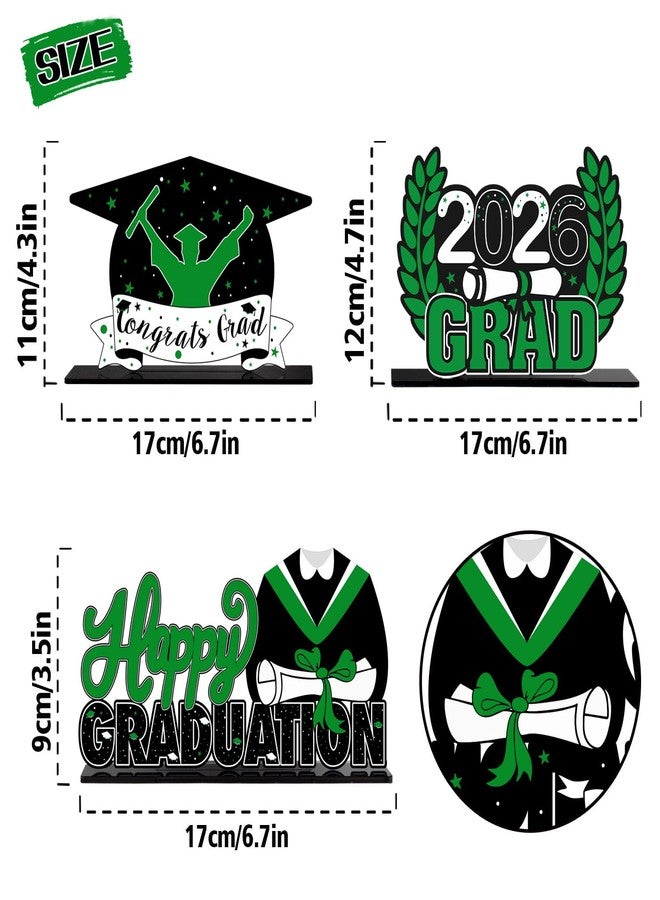 LINGTEER Class of 2026 Graduation Party Decorations - 3Pcs Congrats Grad 2026 School Graduation Acrylic Table Centerpieces Gift Stand Decorations - Green. - Image 2