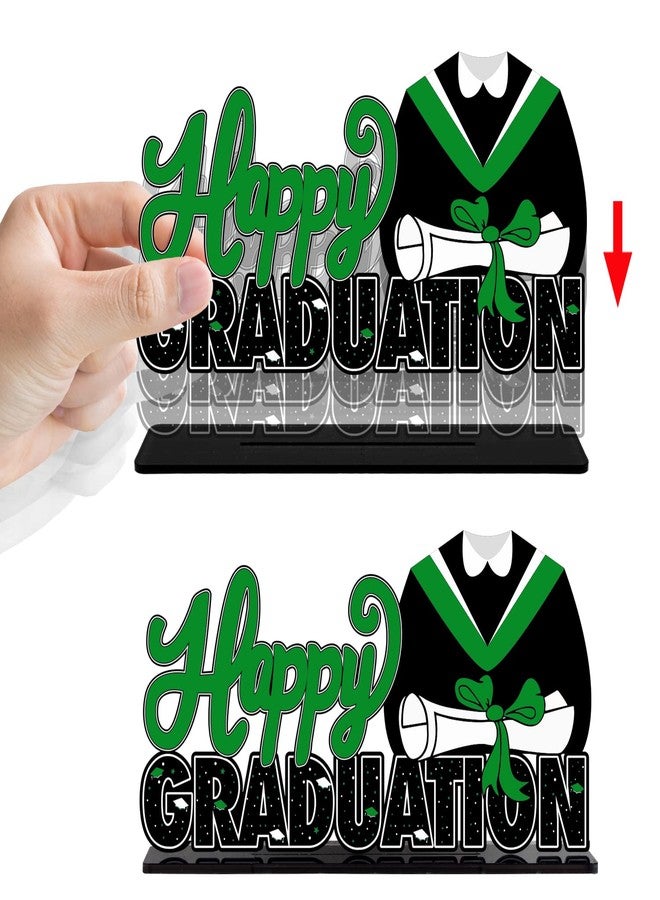 LINGTEER Class of 2026 Graduation Party Decorations - 3Pcs Congrats Grad 2026 School Graduation Acrylic Table Centerpieces Gift Stand Decorations - Green. - Image 3