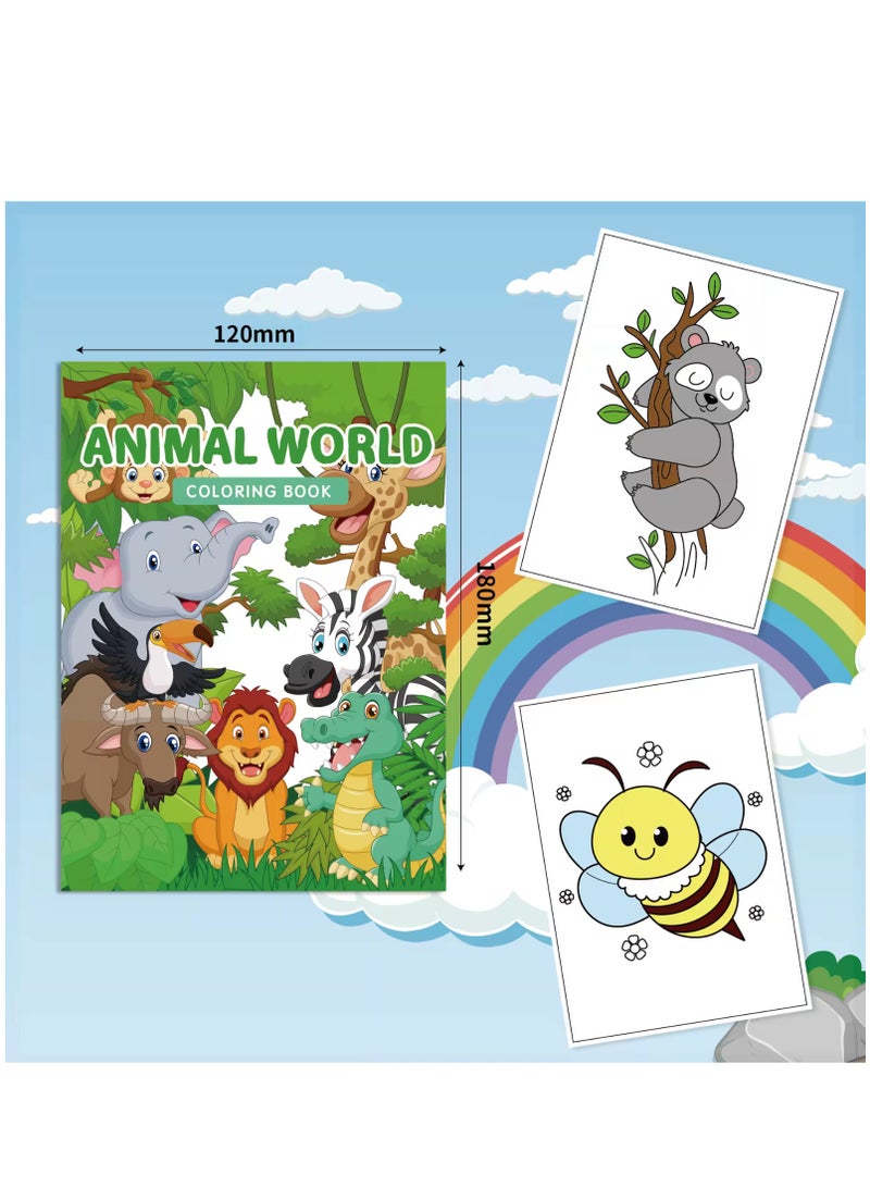 TFiOXL 7pcs Coloring Books for Kids With Stacking Crayons Set Mini Coloring Books Bulk Small Activity Books for Birthday Party Gifts Goodie Bags Stuffers Travel with 2pcs Refillable Pens - Image 2