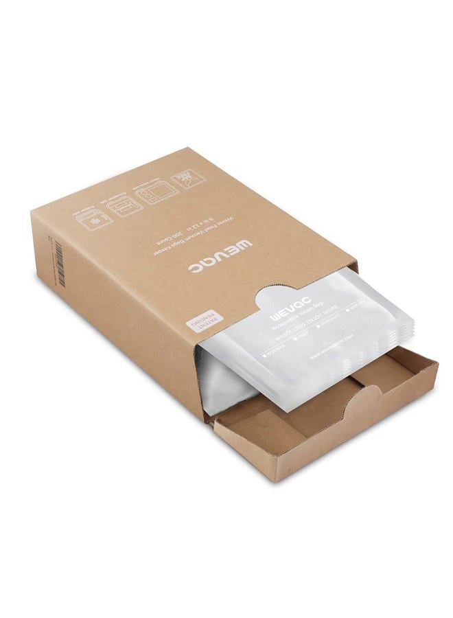 Wevac 8” x 12” 200 Count Food Vacuum Sealer Bags Keeper, PreCut Quart, Ideal for Food Saver, BPA Free, Commercial Grade, Great for storage, meal prep and Sous Vide - Image 1